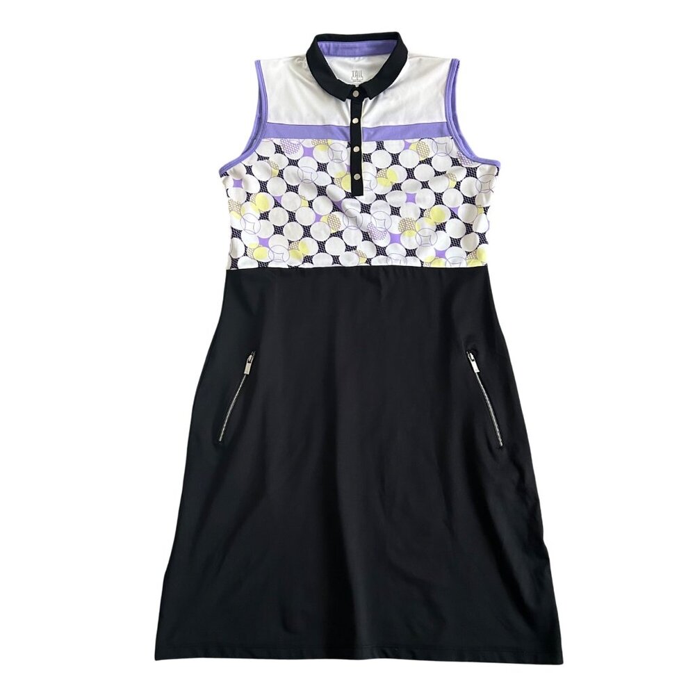 Tail Womens Sz Small Sleeveless Golf Dress Black & Geometric Print